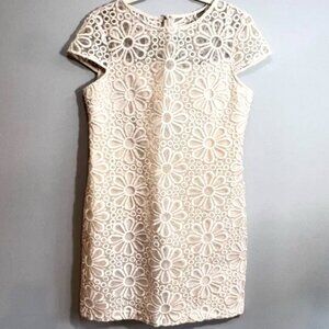 Versona Daisy Embroidered Cream Sheath Dress